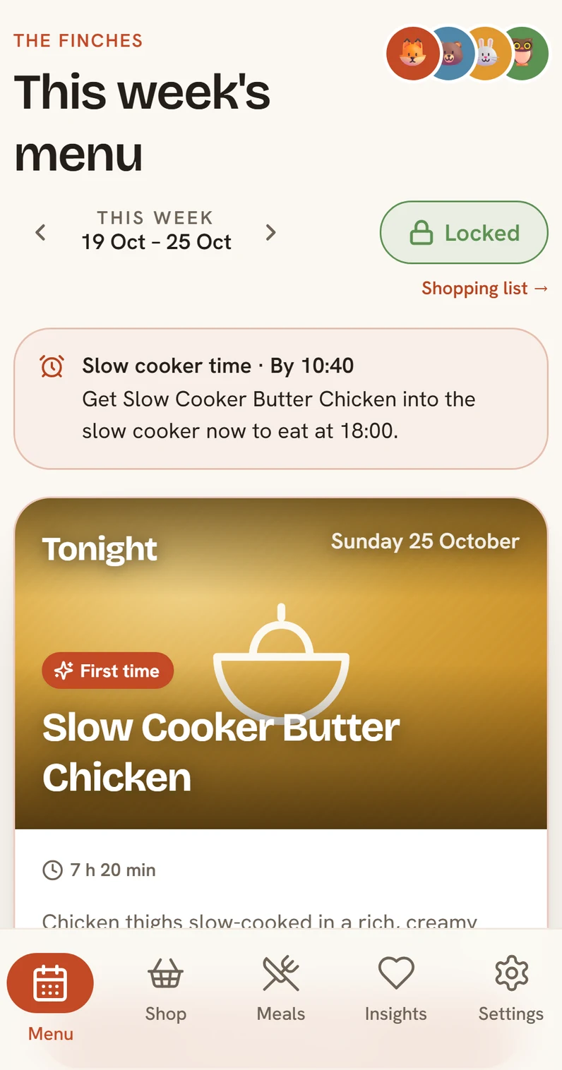 SupperNest — a reminder to start the slow cooker